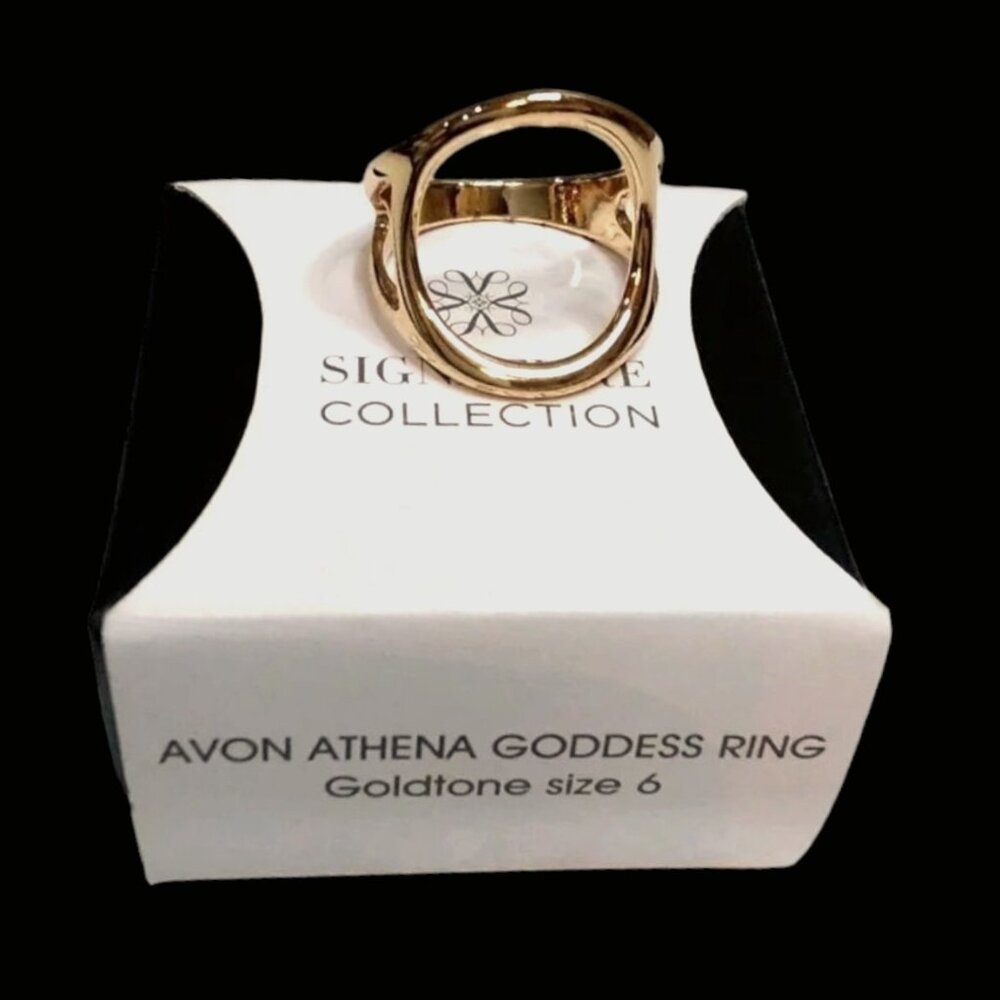 📦Avon Athena Goddess Ring Goldtone Size 6 NIB 2016
